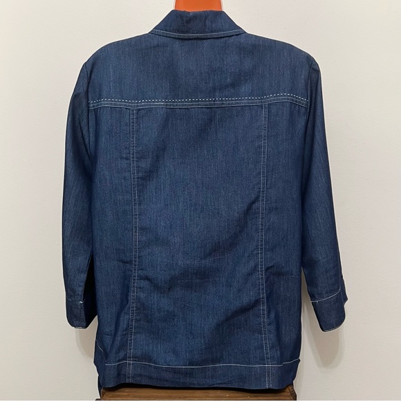 Alfred Dunner Chambray Denim Jacket & Pant Set - Picture 7 of 15